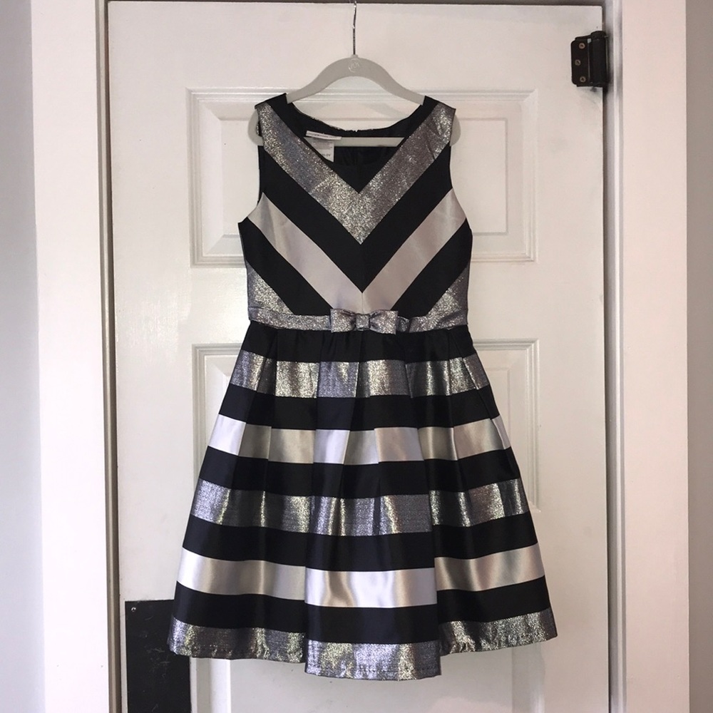 Black and silver fit and flare dress